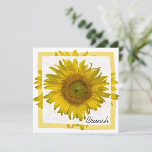 Gele Zonnebloem Post-Huwelijks Brunch Kaart (Staand voorkant)