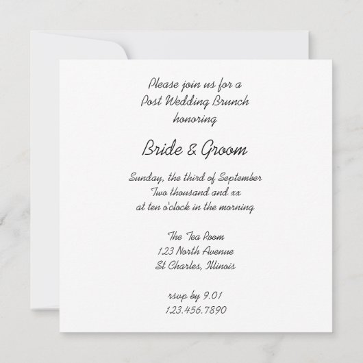 Gele Zonnebloem Post-Huwelijks Brunch Kaart (Achterkant)