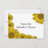 Gele zonnebloem Rand Borduurvlakte Dank u wel Notitiekaartje (Voorkant)