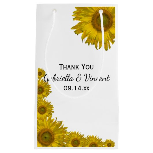 Gele zonnebloem Rand Dank je huwelijk Klein Cadeauzakje (Voorkant)