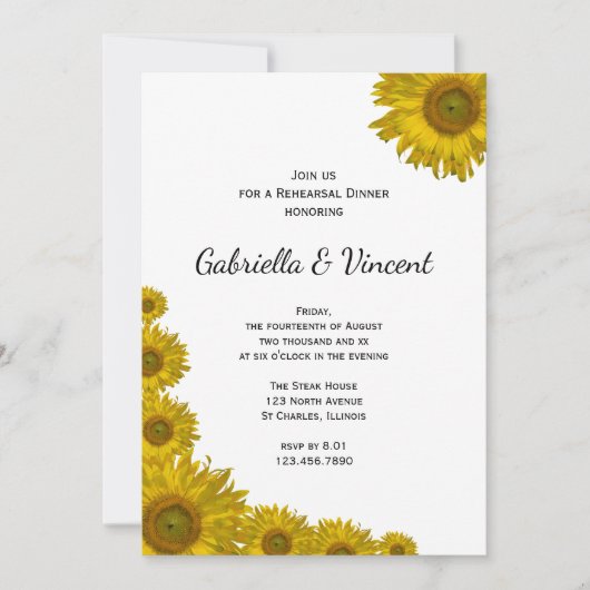 Gele zonnebloem Rand Weddenschap Kaart (Voorkant)