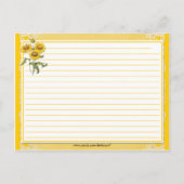 Gele Zonnebloem Receptkaarten Briefkaart (Achterkant)