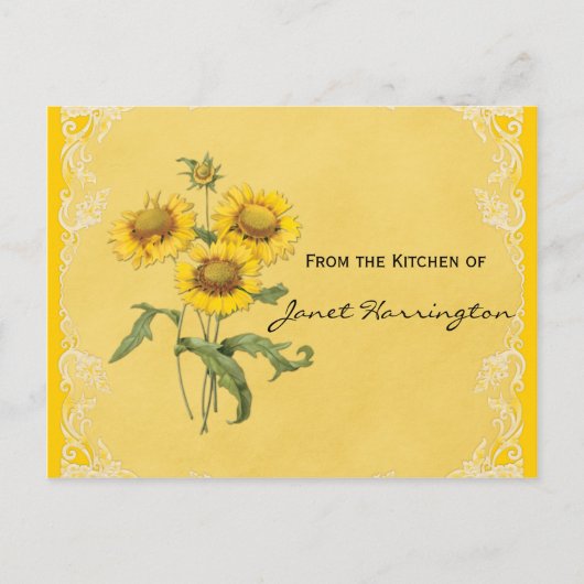 Gele Zonnebloem Receptkaarten Briefkaart (Voorkant)