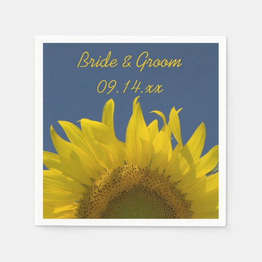 Gele Zonnebloem Rising Wedding Servet (Voorkant)