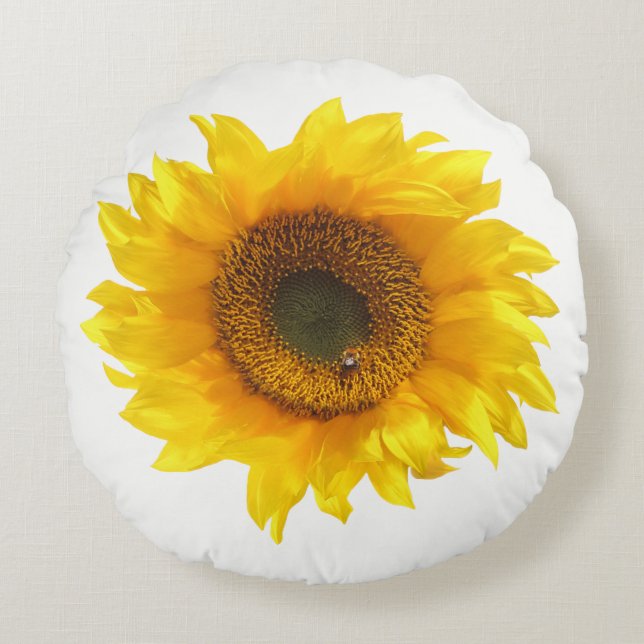 gele zonnebloem rond kussen (Voorkant)