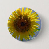 Gele zonnebloem ronde button 5,7 cm (Voorkant)