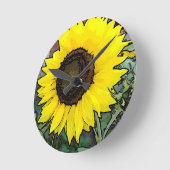 Gele zonnebloem ronde klok (Hoek)