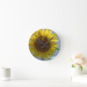 Gele zonnebloem ronde klok (Huis)