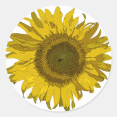 Gele zonnebloem ronde sticker (Voorkant)