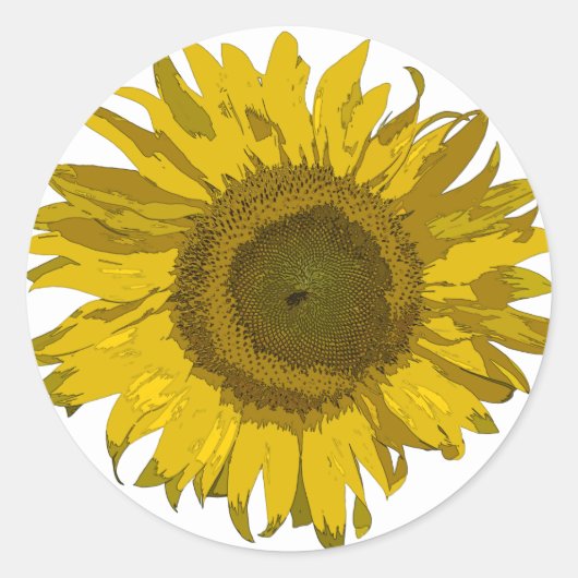 Gele zonnebloem ronde sticker (Voorkant)