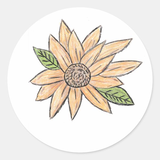 Gele zonnebloem ronde sticker (Voorkant)