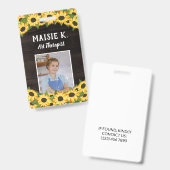 Gele Zonnebloem & Rustiek Donker Hout Foto Badge (Voor- en achterkant)