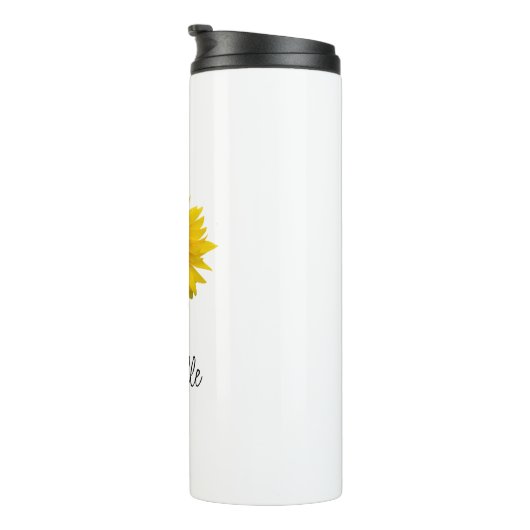 Gele zonnebloem Rustige botanische thermische trom Thermosbeker (Geroteerd rechts)