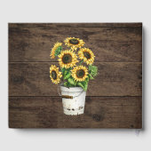 Gele zonnebloem Rustisch op het houten guest Book Gastenboek (Achterkant)