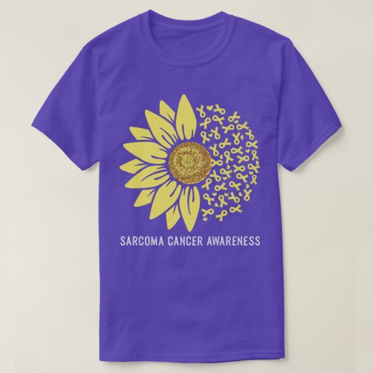 Gele zonnebloem Sarcoma Cancer Awareness P T-shirt (Design voorkant)