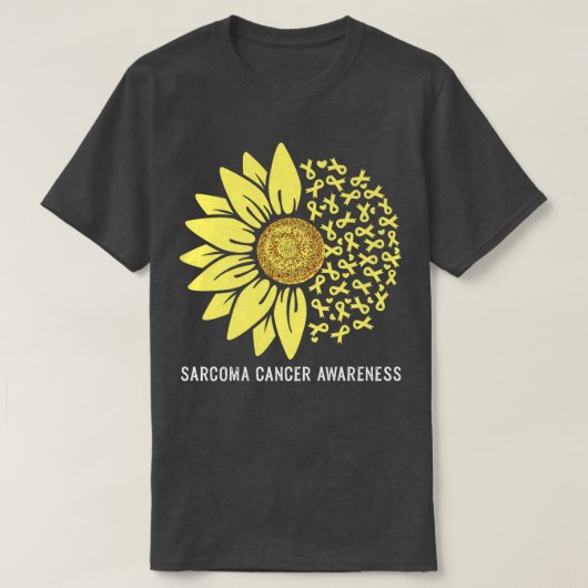 Gele zonnebloem Sarcoma Cancer Awareness P T-shirt (Design voorkant)