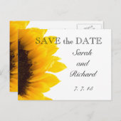 Gele Zonnebloem Save the Date Briefkaart (Voorkant / Achterkant)