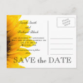 Gele Zonnebloem Save the Date Briefkaart (Achterkant)
