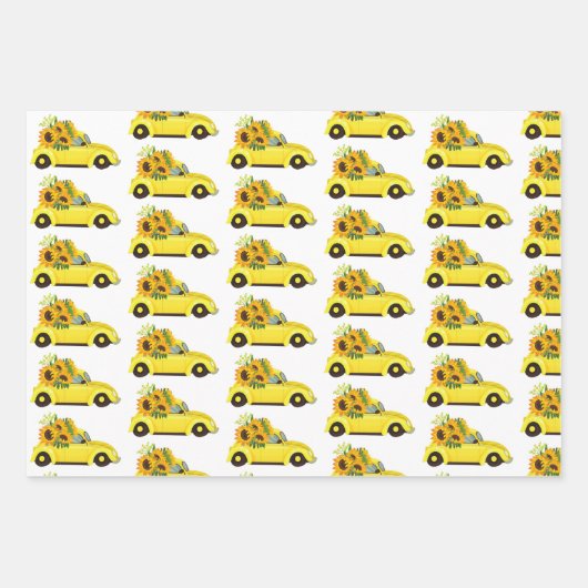 Gele zonnebloem |Schattig etnisch meisje | Bloemen Inpakpapier Vel (Voorkant 3)