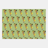 Gele zonnebloem |Schattig etnisch meisje | Bloemen Inpakpapier Vel (Voorkant 2)