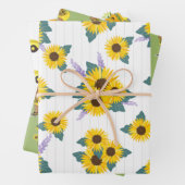 Gele zonnebloem |Schattig etnisch meisje | Bloemen Inpakpapier Vel (In situ)