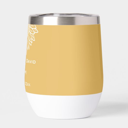 Gele Zonnebloem Schets Gepersonaliseerde Bruiloft (Achterkant)