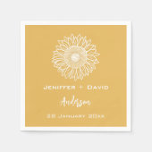 Gele Zonnebloem Schets Gepersonaliseerde Bruiloft Servet (Voorkant)