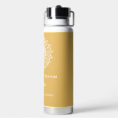 Gele Zonnebloem Schets Gepersonaliseerde Bruiloft Waterfles (Achterkant)