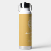 Gele Zonnebloem Schets Gepersonaliseerde Bruiloft Waterfles (Voorkant)