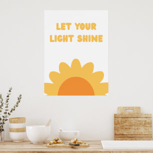 Gele Zonnebloem Schijn Citaat Muurkunst Poster