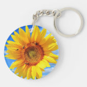 Gele zonnebloem sleutelhanger (Achterkant)