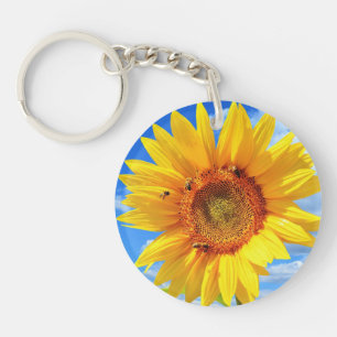 Gele zonnebloem sleutelhanger