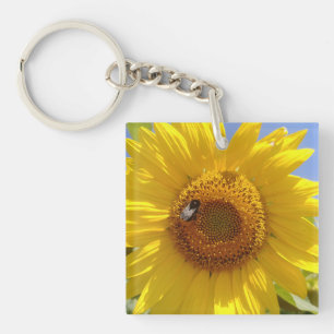 Gele zonnebloem sleutelhanger
