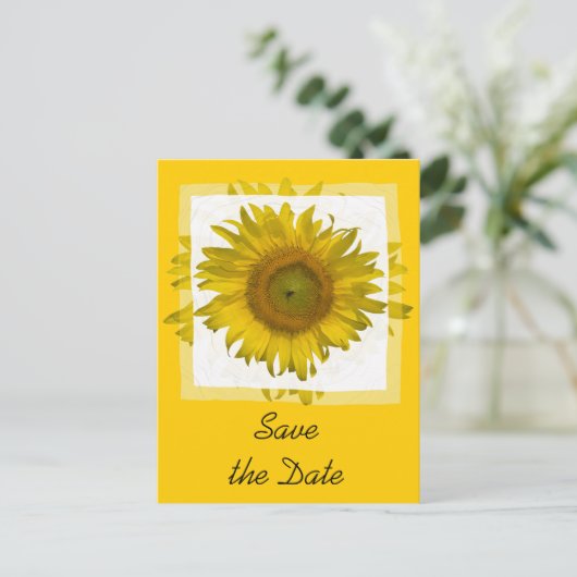 Gele Zonnebloem sparen de Datum Aankondiging (Staand voorkant)