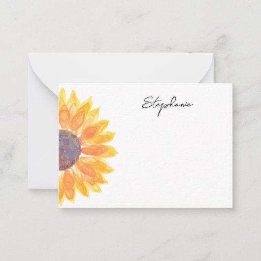 Gele zonnebloem, speciaal aangepast notitiekaartje (Voorkant)