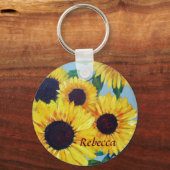 Gele zonnebloem, speciaal aangepast sleutelhanger (Voorkant)
