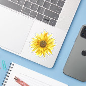  Gele Zonnebloem Sticker (Laptop met iPhone)
