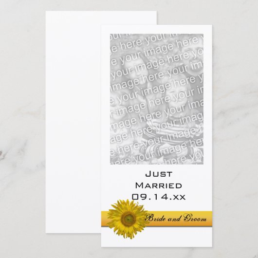 Gele Zonnebloem Streep Net Getrouwd Foto Kaart (Voorkant / Achterkant)