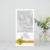 Gele Zonnebloem Streep Net Getrouwd Foto Kaart (Staand voorkant)