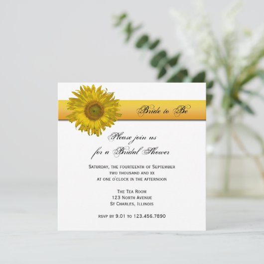 Gele zonnebloem Stripe Vrijgezellenfeest Kaart (Staand voorkant)