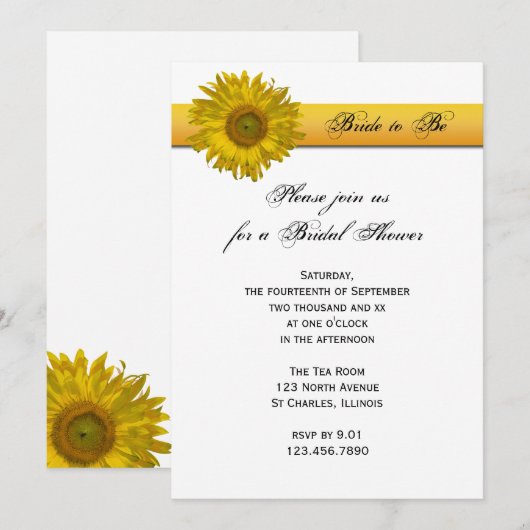 Gele zonnebloem Stripe Vrijgezellenfeest Kaart (Voorkant / Achterkant)