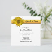 Gele zonnebloem Stripe Weddenschap Dinner Kaart (Staand voorkant)