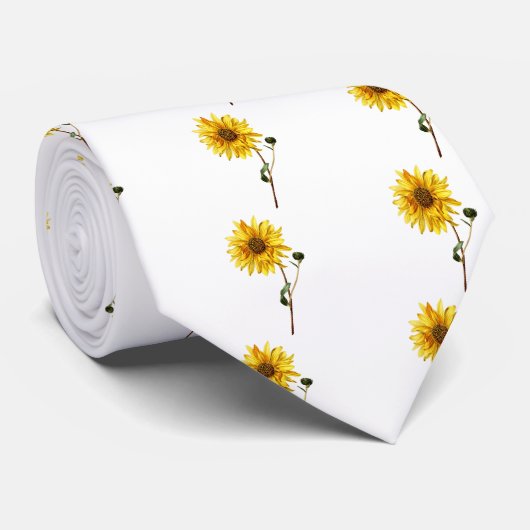 Gele zonnebloem stropdas (Opgerold)