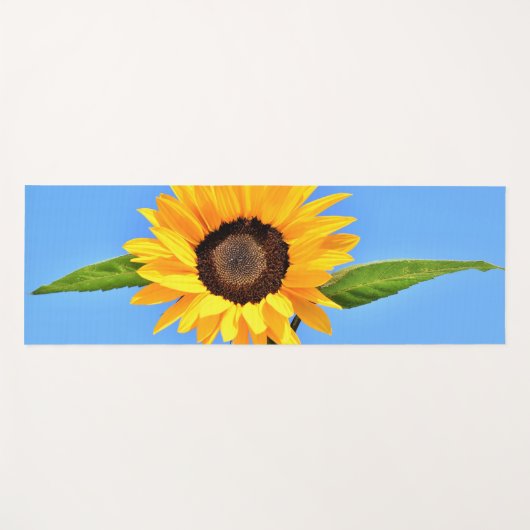 Gele zonnebloem tegen de zon op Blue Sky Yoga Mat (Voorkant (horizontaal))