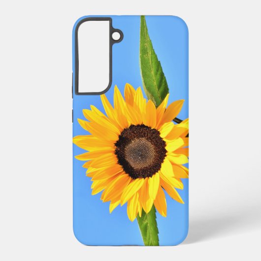 Gele zonnebloem tegen zon op blauwe hemel samsung galaxy hoesje (Achterkant)