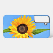 Gele zonnebloem tegen zon op blauwe hemel samsung galaxy hoesje (Achterkant horizontaal)