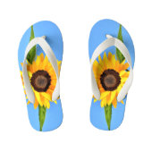 Gele zonnebloem tegen zon op blauwe hemel - zomer kinder teenslippers (Voetbed)