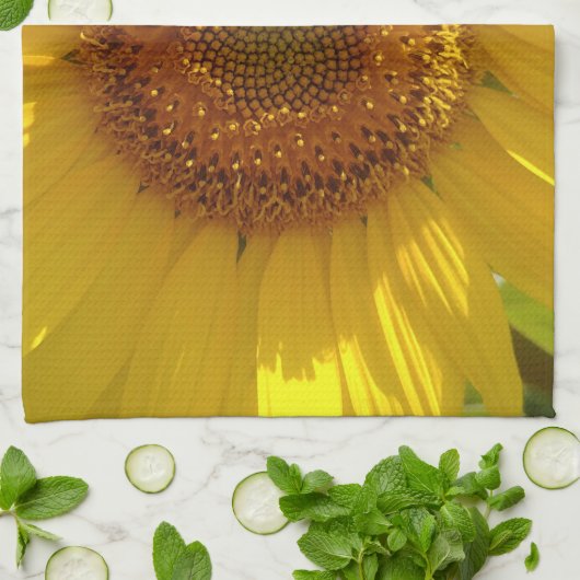 Gele zonnebloem theedoek (Gevouwen)