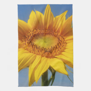 Gele zonnebloem theedoek
