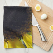 Gele zonnebloem theedoek (Quarter Fold)